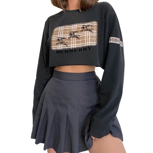 Burberry Tops - Vintage Burberry Rider Long Sleeve, Charcoal / Black